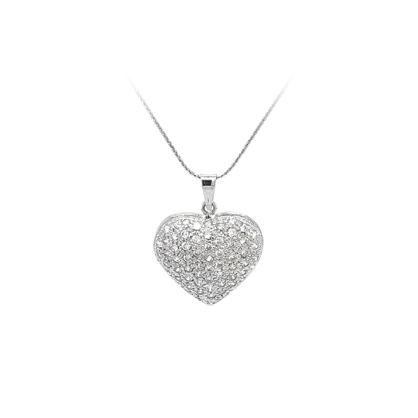 Mặt dây chuyền hình trái tim với đá zircon trắng vàng