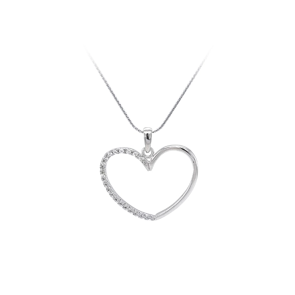 Mặt dây chuyền hình trái tim với đá zircon trắng vàng