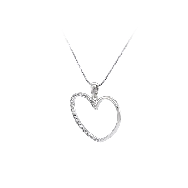 Mặt dây chuyền hình trái tim với đá zircon trắng vàng