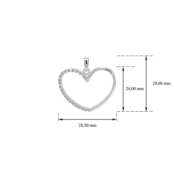Mặt dây chuyền hình trái tim với đá zircon trắng vàng