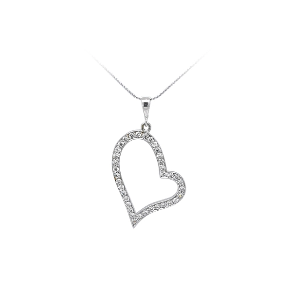 Mặt dây chuyền hình trái tim với đá zircon trắng vàng