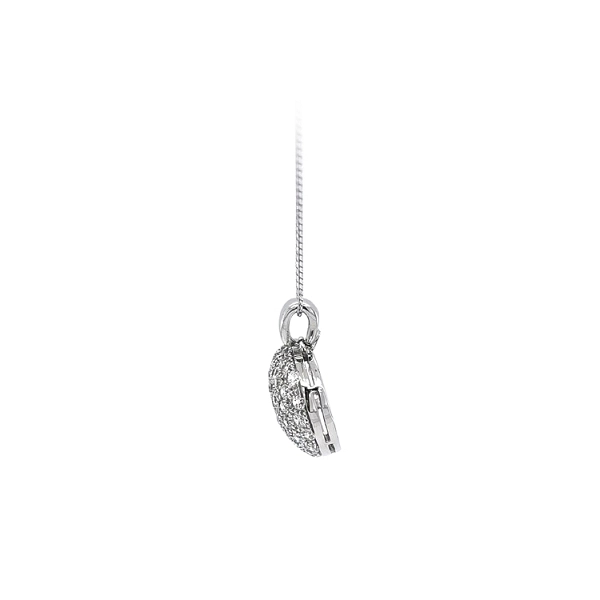 Mặt dây chuyền hình trái tim bằng vàng trắng đính đá zircon