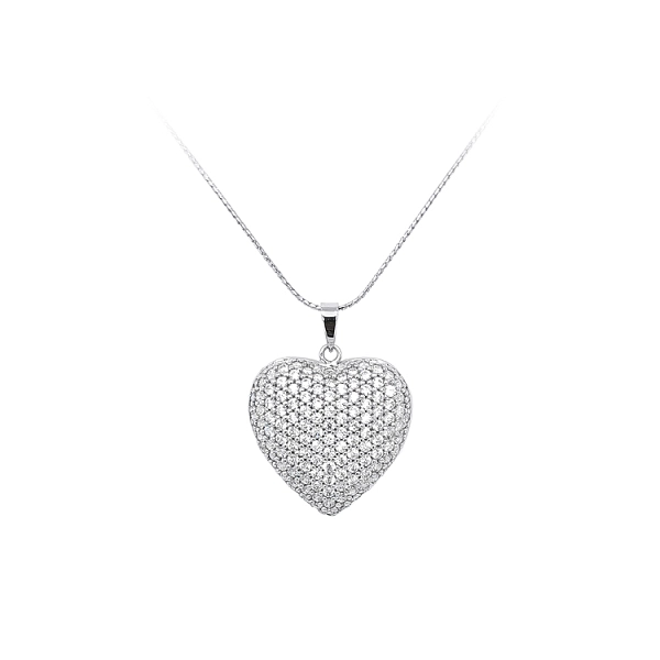Mặt dây chuyền hình trái tim với đá zircon trắng vàng