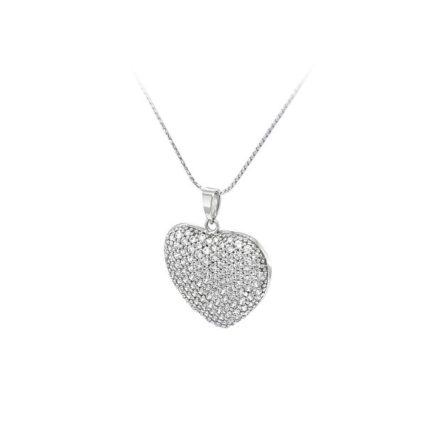 Mặt dây chuyền hình trái tim với đá zircon trắng vàng