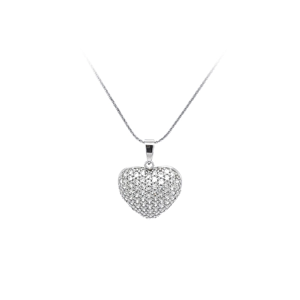 Mặt dây chuyền hình trái tim với đá zircon trắng vàng