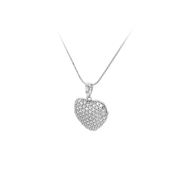 Mặt dây chuyền hình trái tim với đá zircon trắng vàng