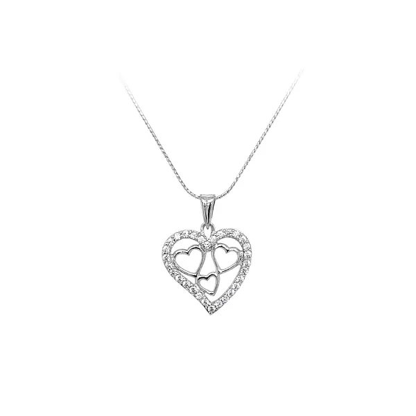 Mặt dây chuyền hình trái tim đính đá zircon