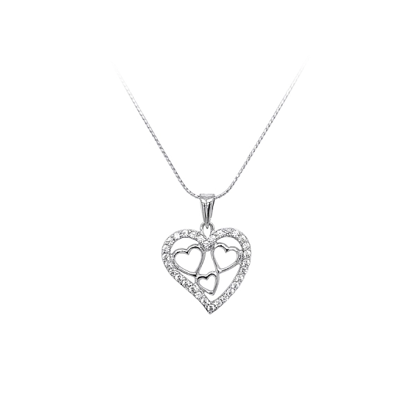 Mặt dây chuyền hình trái tim đính đá zircon