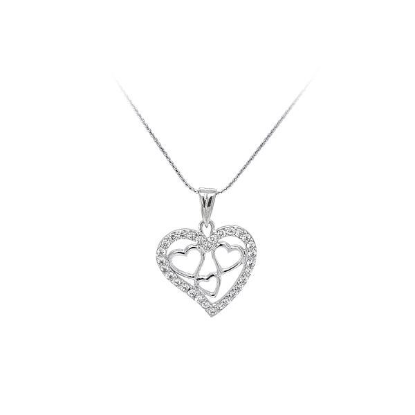 Mặt dây chuyền hình trái tim đính đá zircon