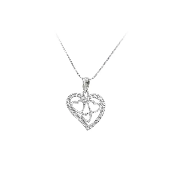 Mặt dây chuyền hình trái tim đính đá zircon