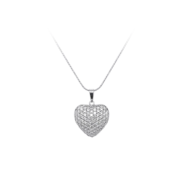 Mặt dây chuyền hình trái tim đính đá zircon