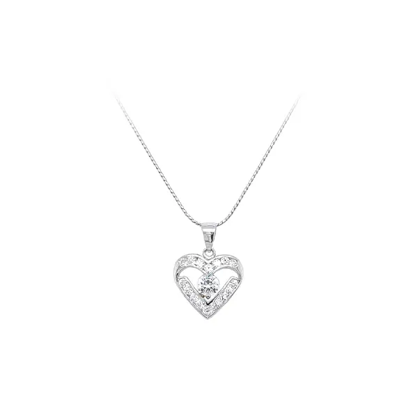 Mặt dây chuyền hình trái tim với đá zircon trắng vàng