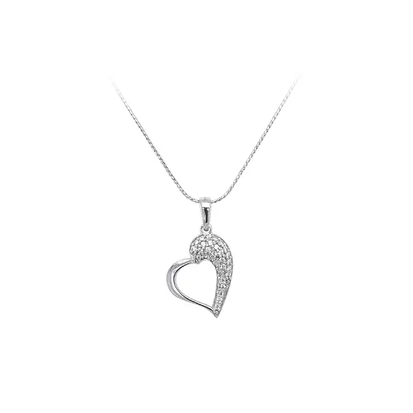 Mặt dây chuyền hình trái tim với đá zircon trắng vàng