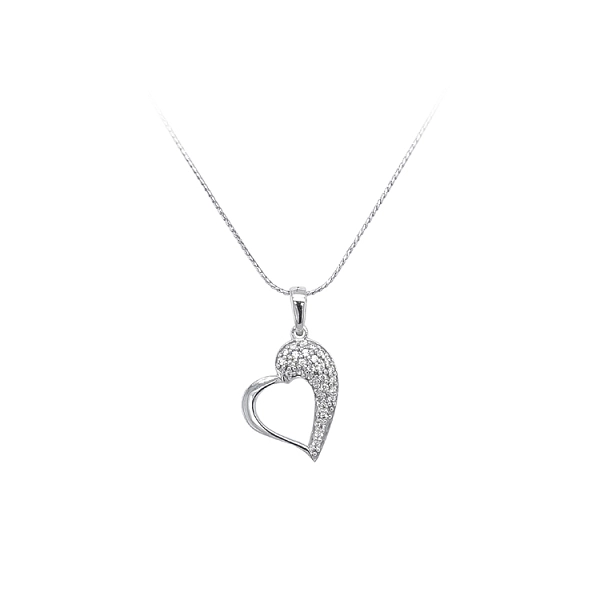 Mặt dây chuyền hình trái tim với đá zircon trắng vàng