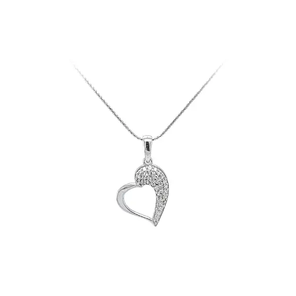 Mặt dây chuyền hình trái tim với đá zircon trắng vàng