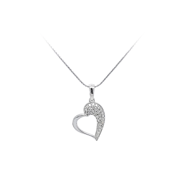 Mặt dây chuyền hình trái tim với đá zircon trắng vàng