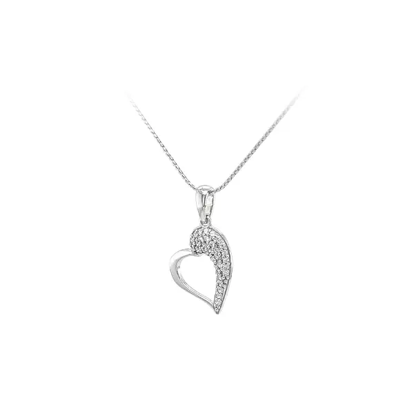 Mặt dây chuyền hình trái tim với đá zircon trắng vàng