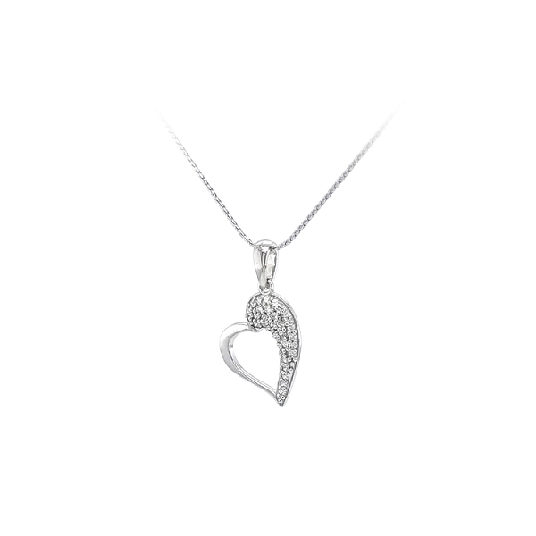 Mặt dây chuyền hình trái tim với đá zircon trắng vàng