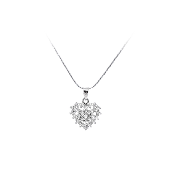 Mặt dây chuyền hình trái tim với đá zircon trắng vàng