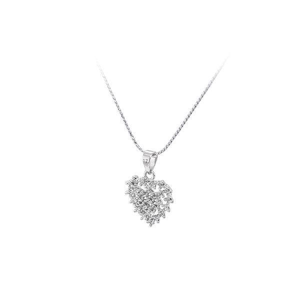 Mặt dây chuyền hình trái tim với đá zircon trắng vàng