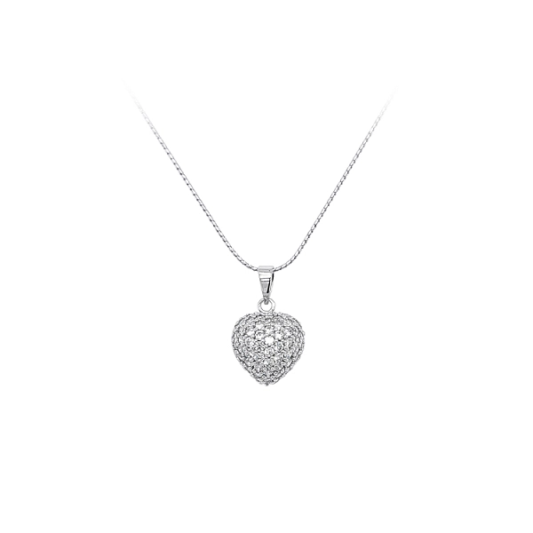 Mặt dây chuyền hình trái tim với đá zircon trắng vàng