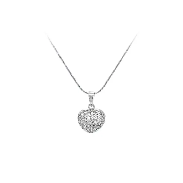 Mặt dây chuyền hình trái tim với đá zircon trắng vàng