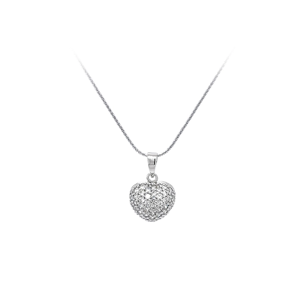 Mặt dây chuyền hình trái tim với đá zircon trắng vàng
