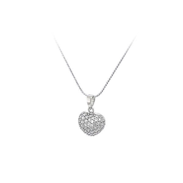 Mặt dây chuyền hình trái tim với đá zircon trắng vàng