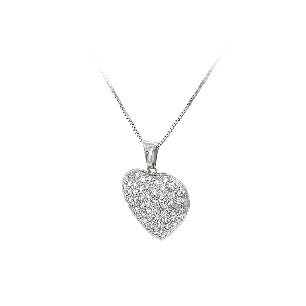 Mặt dây chuyền hình trái tim với đá zircon trắng vàng