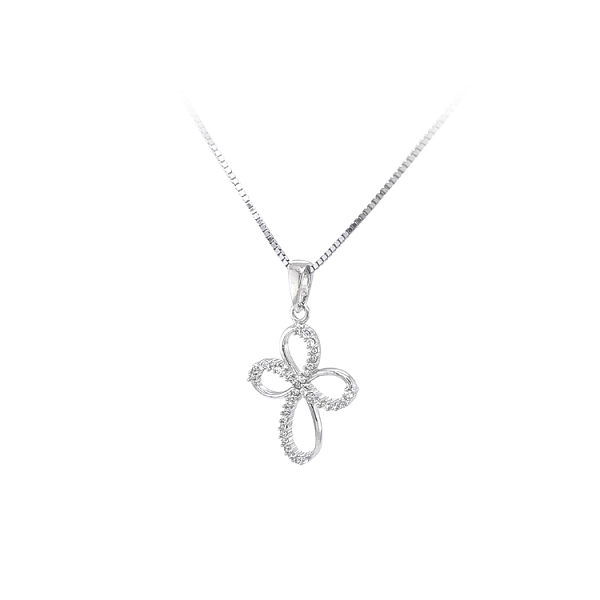 Mặt dây chuyền thánh giá với đá zircon trắng và vàng trắng