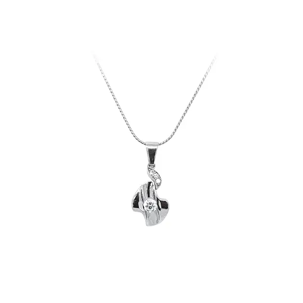 Mặt dây chuyền bằng vàng trắng đính đá zircon trắng