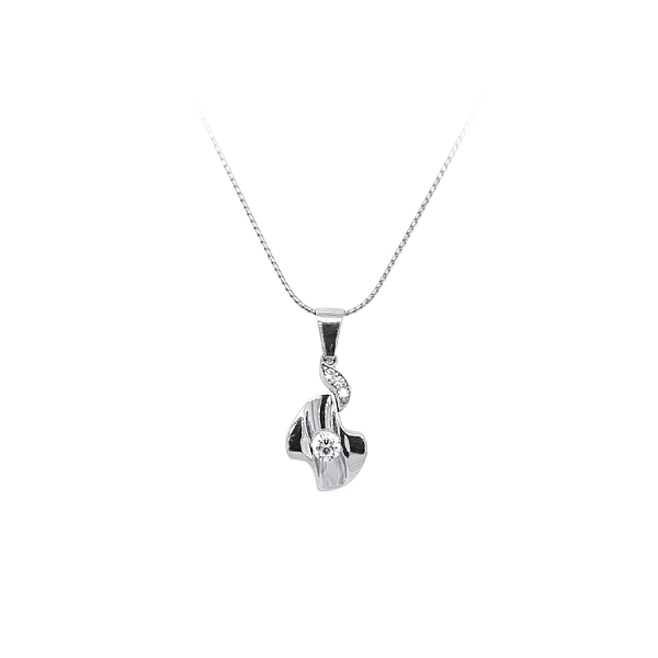 Mặt dây chuyền bằng vàng trắng đính đá zircon trắng
