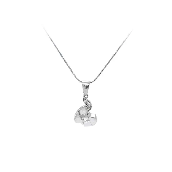 Mặt dây chuyền bằng vàng trắng đính đá zircon trắng