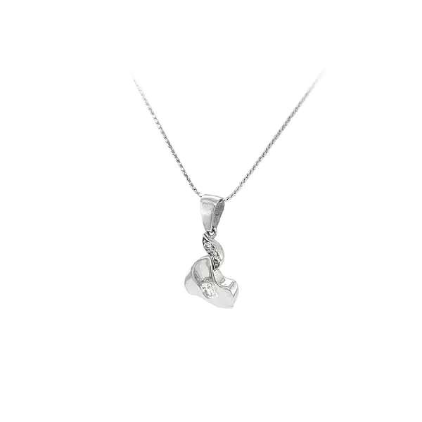Mặt dây chuyền bằng vàng trắng đính đá zircon trắng