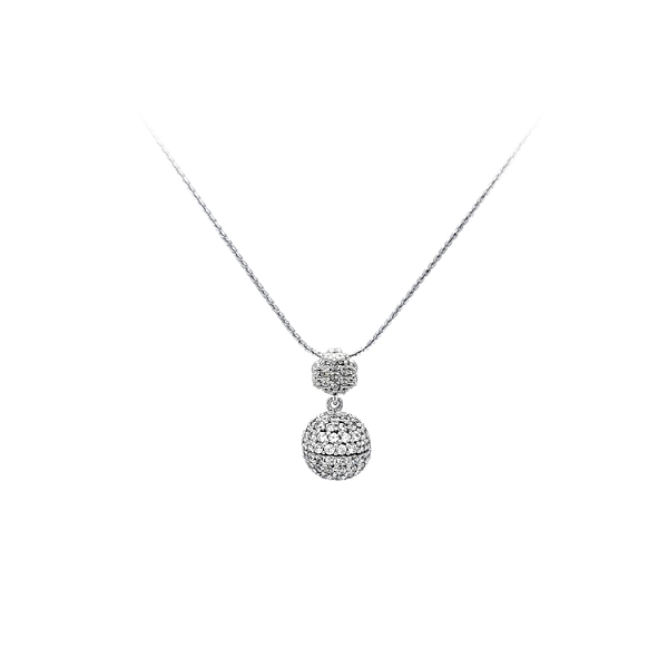Mặt dây chuyền bằng vàng trắng đính đá zircon trắng