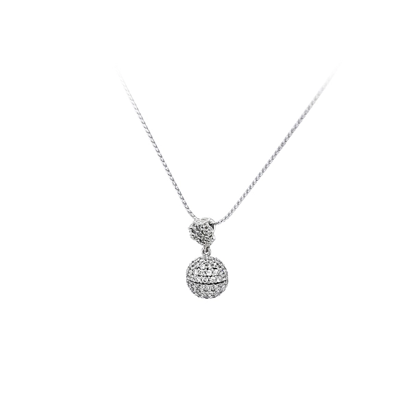 Mặt dây chuyền bằng vàng trắng đính đá zircon trắng