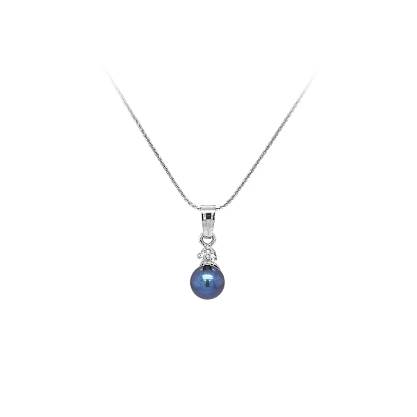Mặt dây chuyền ngọc trai và zircon vàng trắng