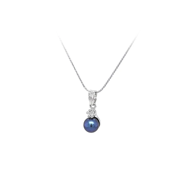 Mặt dây chuyền ngọc trai và zircon vàng trắng