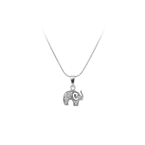 Mặt dây chuyền hình voi với đá zircon trắng vàng