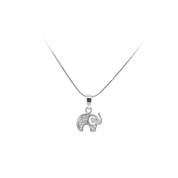 Mặt dây chuyền hình voi với đá zircon trắng vàng