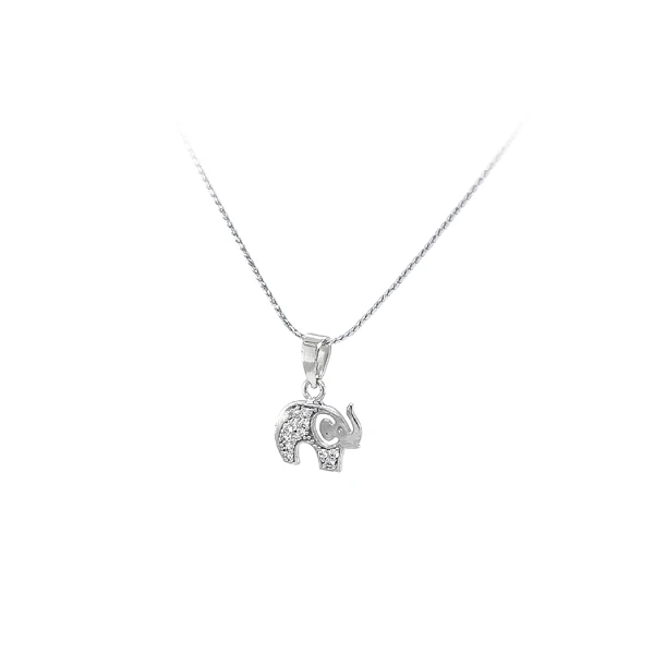 Mặt dây chuyền hình voi với đá zircon trắng vàng