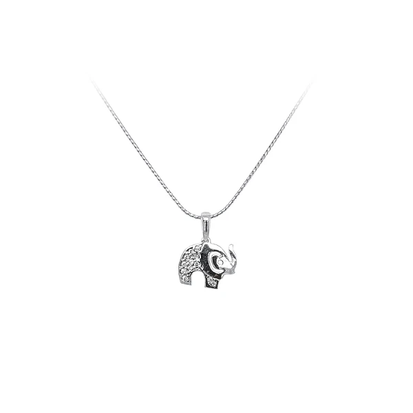 Mặt dây chuyền hình voi với đá zircon trắng vàng
