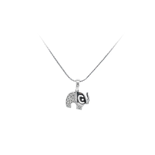 Mặt dây chuyền hình voi với đá zircon trắng vàng