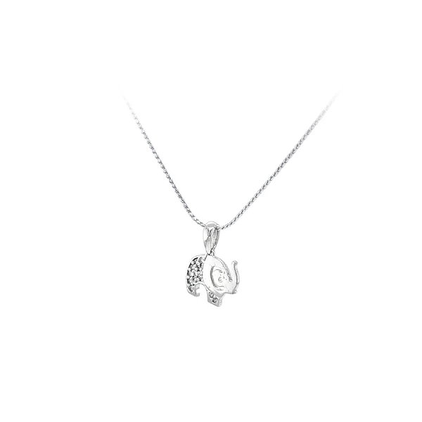 Mặt dây chuyền hình voi với đá zircon trắng vàng