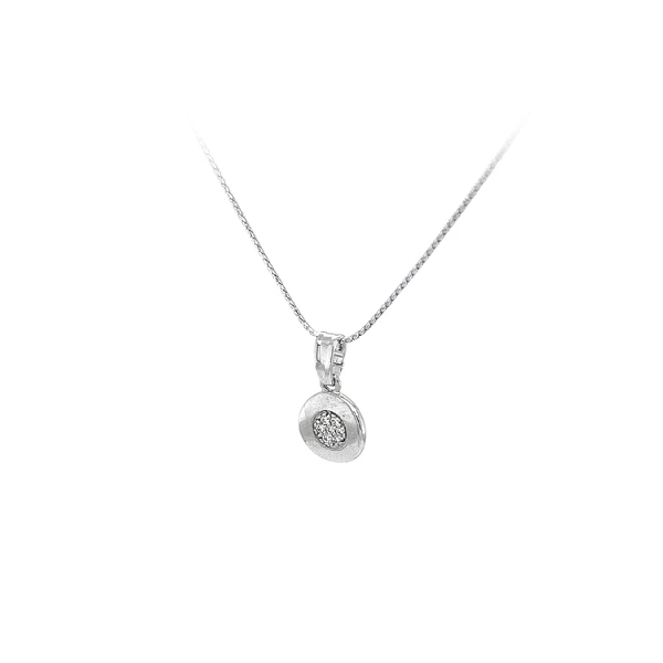 Mặt dây chuyền bằng vàng trắng đính đá zircon trắng