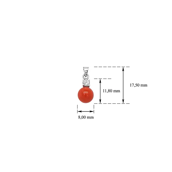 Mặt dây chuyền bằng vàng trắng và san hô