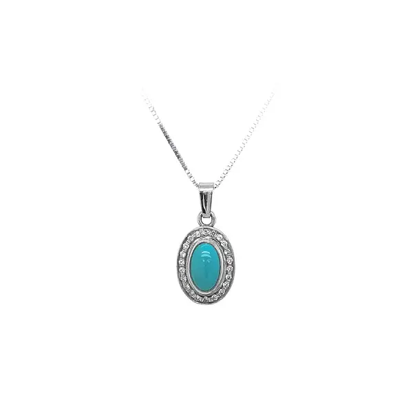 Mặt dây chuyền bằng vàng trắng đính đá turquoise