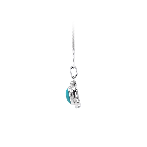 Mặt dây chuyền bằng vàng trắng đính đá turquoise