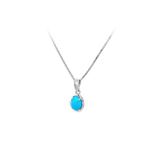 Mặt dây chuyền bằng vàng trắng đính đá turquoise