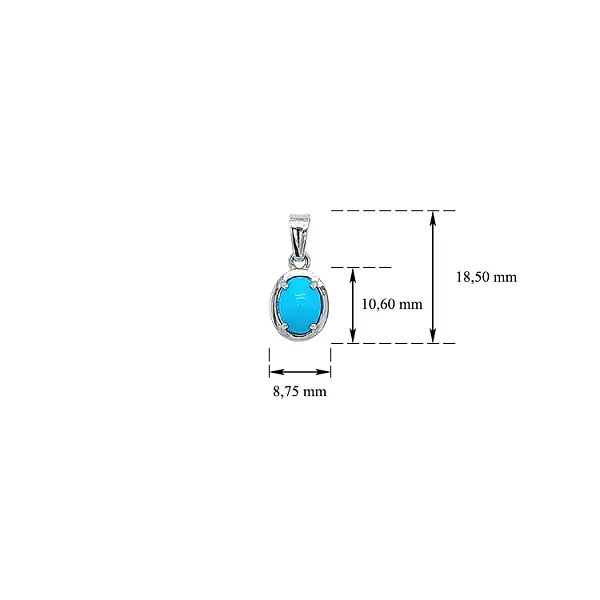 Mặt dây chuyền bằng vàng trắng đính đá turquoise